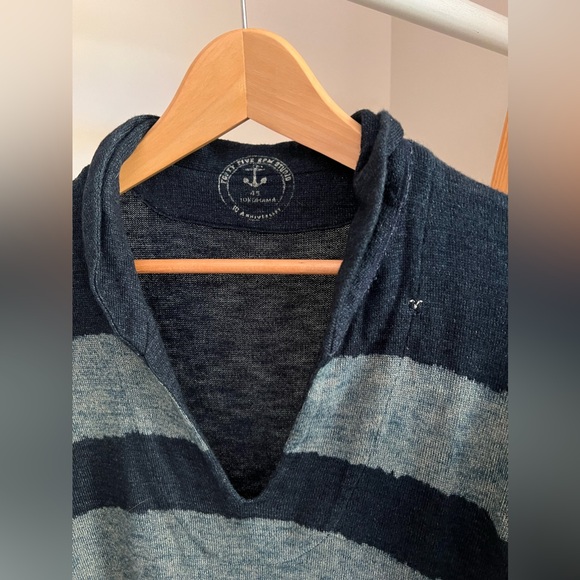 Forty Five 45 RPM Studio Japan Indigo dyed cotton striped sweater sz 2 sm med - Picture 2 of 5
